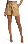 Good American Better Than Faux Leather Drawstring Shorts In Warm Caramel003
