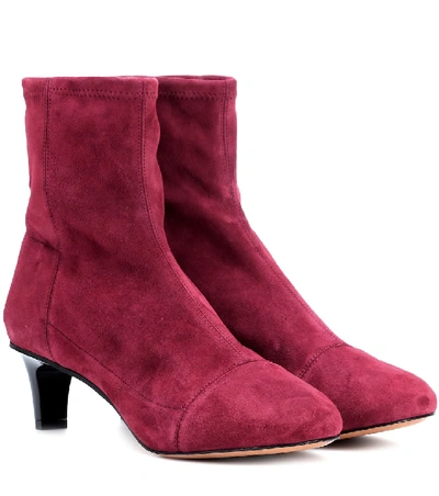 Isabel Marant Daevel Suede Ankle Boots In Red