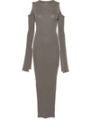 Rick Owens Lido Cape Virgin Wool Maxi Dress In Dove Grey