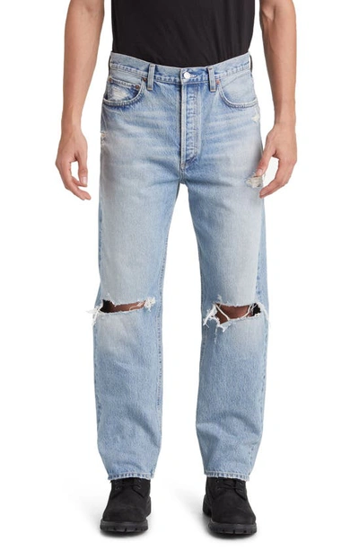 Agolde '90s Ripped Straight Leg Organic Cotton Jeans In Blue