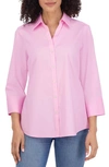 Foxcroft Sanda Cotton Blend Button-up Shirt In Bubblegum