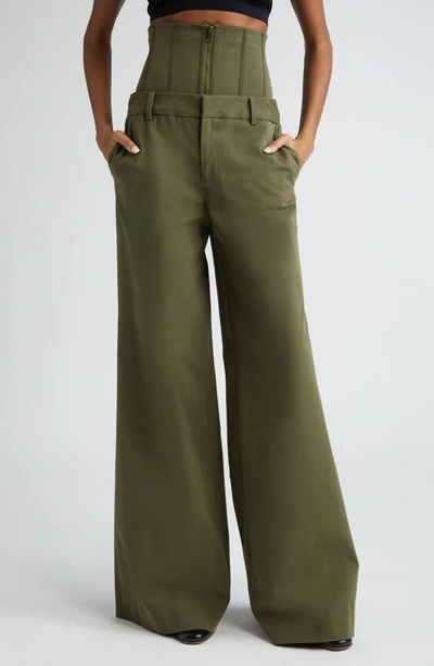 Monse Bustier Wide Leg Trousers In Olive