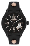 VERSUS REALE LEATHER STRAP WATCH, 44MM
