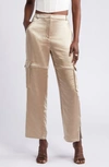 OPEN EDIT SATIN CARGO PANTS