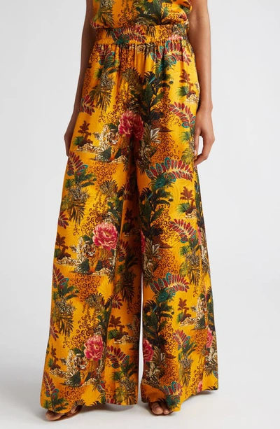 L Agence Lillian Wide-leg Trousers In Yellow Multi