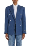 Versace Double-breasted Tweed Boucl In Denim