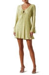 ASTR LONG SLEEVE PLISSÉ MINIDRESS