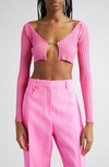 Jacquemus Pink Le Chouchou 'la Maille Pralu' Cardigan In Pink 2