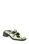 Justine Clenquet Green Andie Metallic Mules