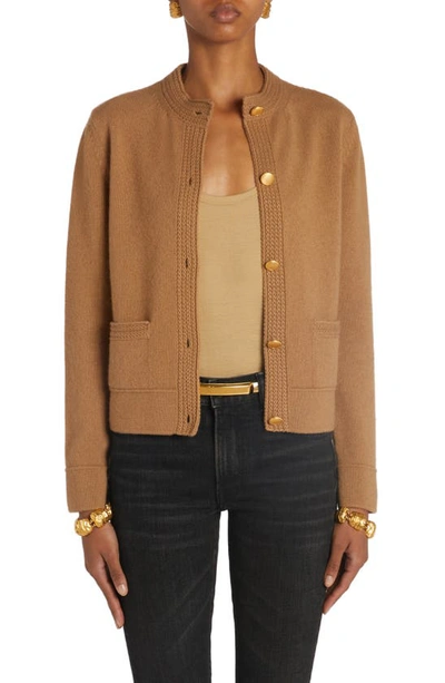 Tom Ford Cashmere Cardigan Jacket In Amber Tan