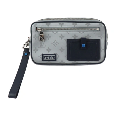 Pre-owned Louis Vuitton Alpha Grey Leather Clutch Bag ()