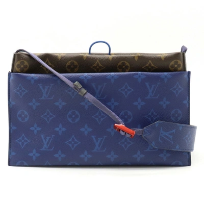 Pre-owned Louis Vuitton Pochette Apollo Blue Canvas Shoulder Bag ()