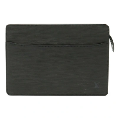 Pre-owned Louis Vuitton Pochette Black Leather Clutch Bag ()