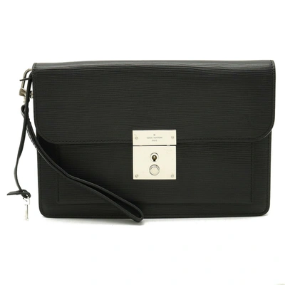 Pre-owned Louis Vuitton Taiga Black Leather Clutch Bag ()