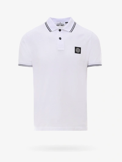 Stone Island Logo-patch Cotton Polo Shirt In White