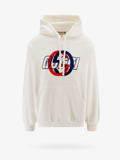 Gucci Cotton Sweatshirt With Gg Interlocking In White