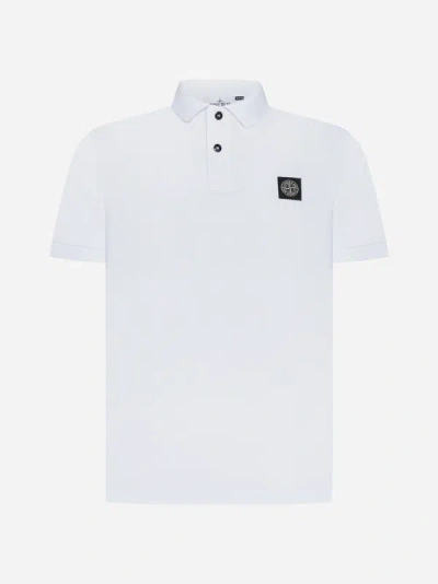 Stone Island Logo-patch Short-sleeved Polo Shirt In White