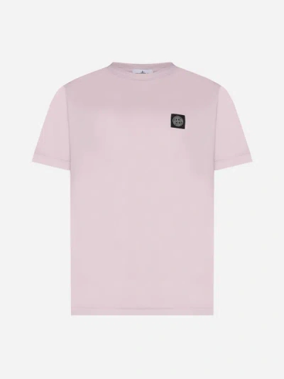 Stone Island Logo-patch Cotton T-shirt In Pink