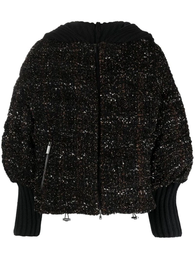Fabiana Filippi Hooded Bouclé Bomber Jacket In Only One Color