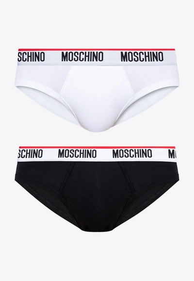 Moschino 2-pack Logo Lettering Briefs In White