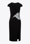 Givenchy Womens Black Semi-sheer Cut-out Woven Midi Dress In Black
