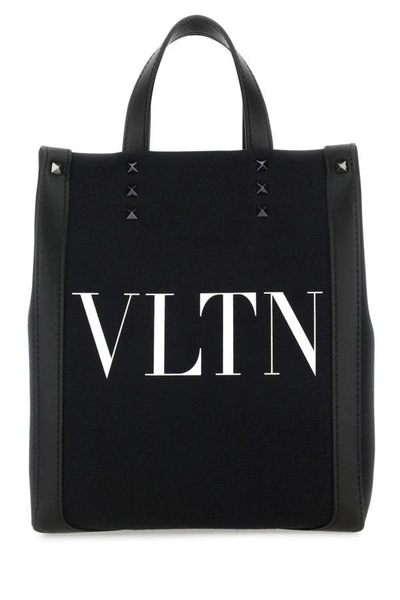 Valentino Garavani Vltn Ecolab Mini Canvas Shopper In Black