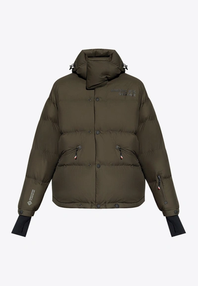 Moncler Coraia Hooded Puffer Jacket In Green