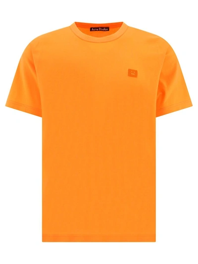 Acne Studios Nace Face Patch Cotton T-shirt In Orange