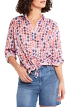 Nic + Zoe Petite Geo Dots Printed Boyfriend Shirt In Pink Multi