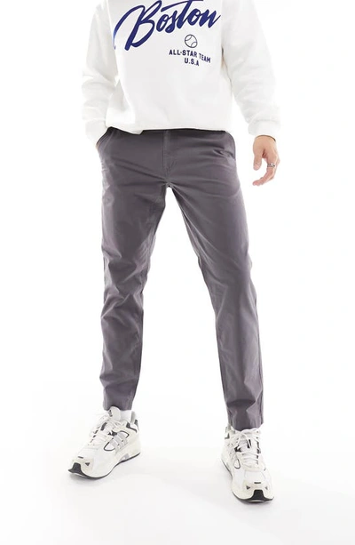 Asos Design Straight Ripstop Pants In Charcoal-gray