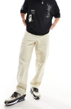 Asos Design Relaxed Pull On Pants In Stone With Elasticated Waist-neutral In Stone