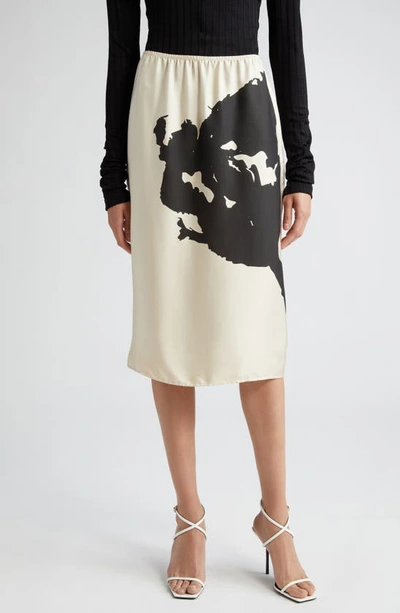 Bite Studios Printed Silk Skirt In Cream