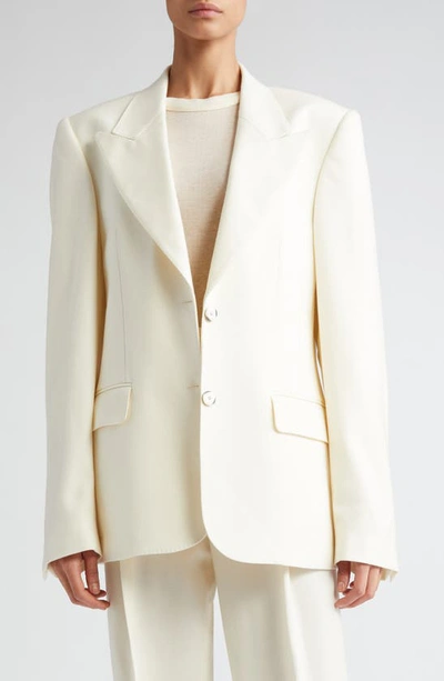 Bite Studios Ecole Flannel Single-breasted Blazer Jacket In Off White