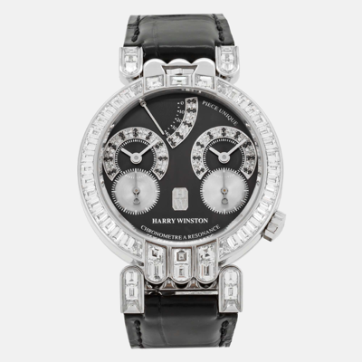 Pre-owned Harry Winston Grey Diamond Platinum By F.p. Journe Opus One Manual Winding Men's Wristwatch 38 Mm