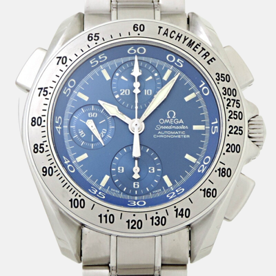 Pre-owned Omega Blue Stainless Steel Speedmaster 3540.80.00 Automatic Men's Wristwatch 42 Mm