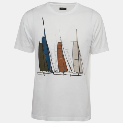 Pre-owned Z Zegna White Sailing Boat Print Cotton Crew Neck T-shirt M
