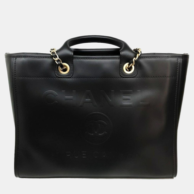 Pre-owned Chanel Deauville Tote And Shoulder Bag In Black