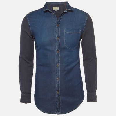 Pre-owned D & G Brad Blue Denim Button Front Full Sleeve Shirt S