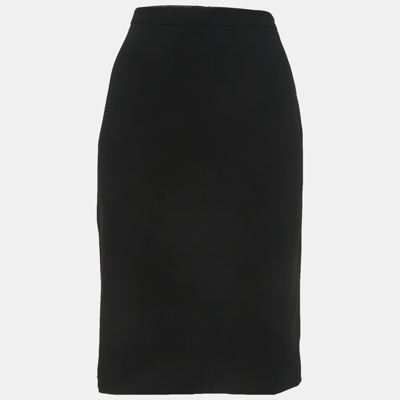 Pre-owned Emporio Armani Black Wool Pencil Skirt M