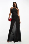 Asos Design Sheer Halter Bias Maxi Dress In Black In Black