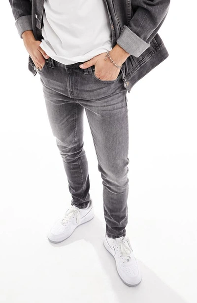 Asos Design Stretch Slim Jean In Black Wash - Black In Gray