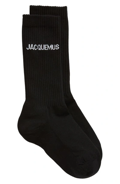 Jacquemus Les Chaussettes Logo Knit Socks In Black