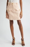 Balmain Light-pink Frayed Tweed Mini Skirt In Wool Blend Woman In Nude Rosè