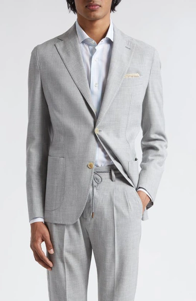 Eleventy Unstructured Wool & Silk Blend Blazer In Light Gray Melange