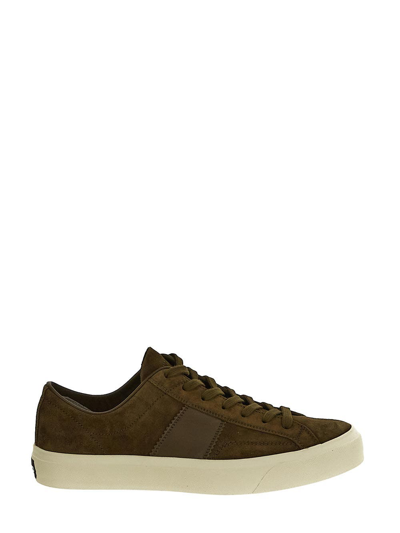 Tom Ford Leather Trainers In Green