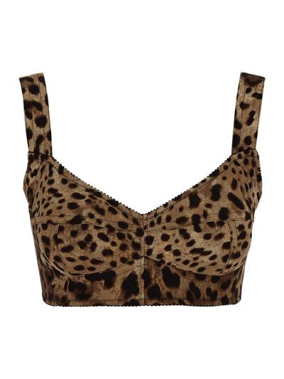 Dolce & Gabbana Leopard Top In Brown