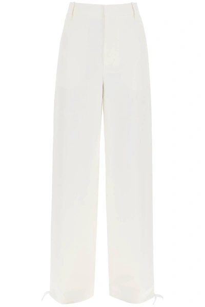 Marni Embroidered-logo Straight-leg Trousers In White