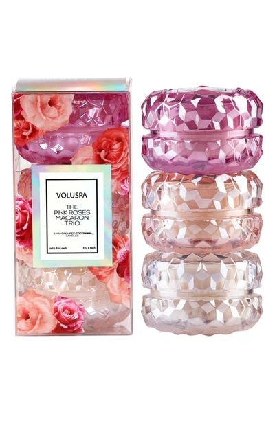 Voluspa The Pink Roses Macaron Candle Trio Gift Set, One Size oz