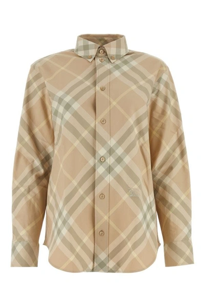 Burberry Woman Embroidered Cotton Shirt In Multicolor