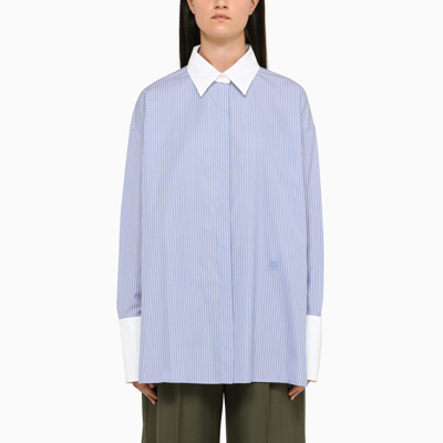 Balenciaga Striped Cotton Poplin Shirt In Blue/white